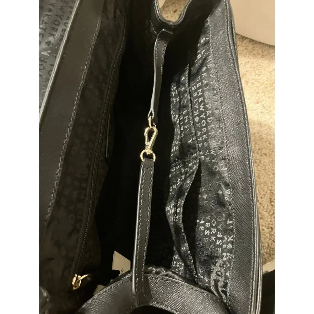 KATE SPADE MEDIUM BLACK SAFFIANO LEATHER AND VELVET HANDBAG